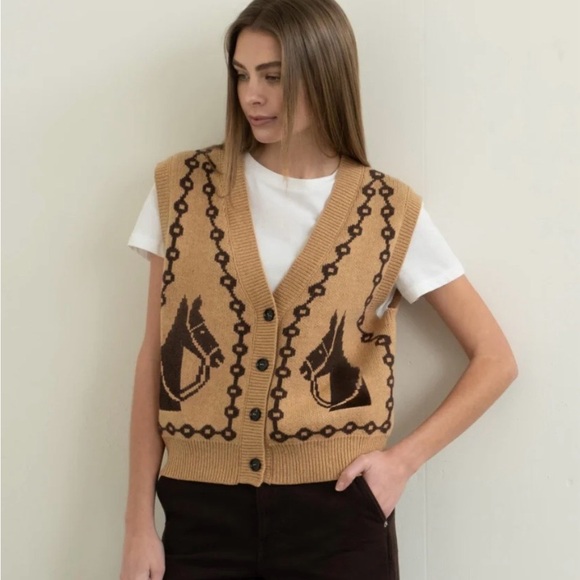 Anthropologie Moon River Jacquard V-Neck
Cardigan Sweater Vest XS - Picture 7 of 15